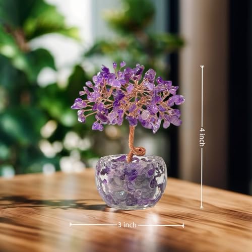 Crystal Tree of Life, 7 Chakra Tree, gem Stone Tree, Spiritual Trees, Money Tree, Healing Tree, Zen Tree, Energy Tree for Home Office Desk Decor, Crystal Gifts for Women (Purple Amethyst) - Image 3