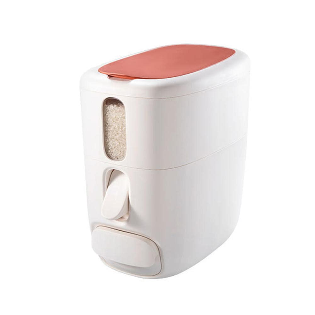 Cilindro dosatore per secchio per riso da 10 kg, distributore di cereali, contenitori in plastica con coperchi per la conservazione, secchio per riso da cucina, distributore di riso, piano di lavoro