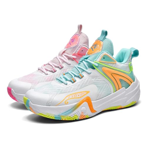 Bawcud Big Kids Basketball Shoes for Boys and Girls - Comfortable Durable Sneakers, Non-Slip Traction & Vibrant Colors for Sports Training, Indoor/Outdoor Games