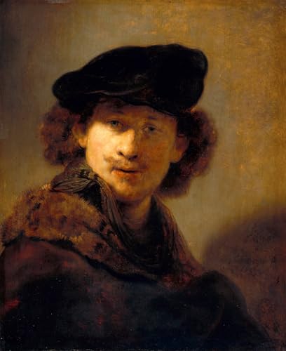 Tableau Autoportrait Rembrandt Van Rijn image sur toile 60x90cm affiche impression d'art