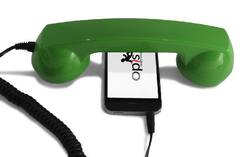 Opis 60s micro - Retro słuchawka do telefonów komórkowych dla smartfonów, tabletów, notebooków i telefonów komórkowych z systemem Android, w kształcie klasycznej słuchawki telefonicznej (zielony)