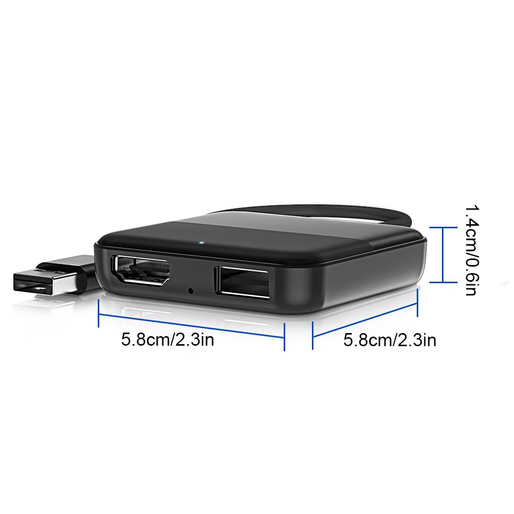 Adaptador Multimedia HD-MI para Coches con conexión por Cable, Ideal para Dispositivos USB y decodificadores.