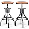 Set of 2 industrial bar stool vintage counter dining chair swivel stools tall height adjustable 22 33  urban country home decor