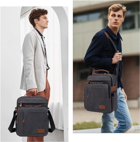 ESTARER Umhängetasche Herren Schultertasche 13 Zoll kleine Herrentasche Kuriertasche aus Canvas für Arbeit Schule Reise