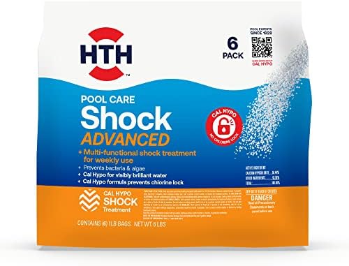 HTH Pool Care Shock Advanced, Swimming Pool Chemical Prevents Bacteria & Algae, Cal Hypo Formula, 1 lb (Pack of 6)
