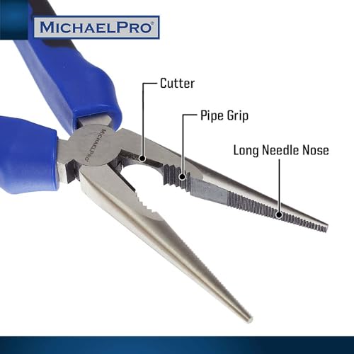 MichaelPro 8-Inch Long Nose Plier with Wire Cutter, Precision Needle Nose Plier | MP003026 - Image 3