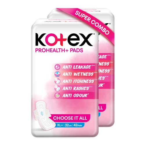 Kotex ProHealth+ Ultra Thin Sanitary Pads For Women | XL+ Size 84 Napkins | Combo Pack (42’s X 2) | Healthy Protection With No Leakage, No Wetness And Rash Free Pads For Rs. 550 @ 50% off