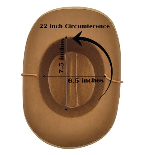 Image of The Dreidel Company Cowboy Felt Western Hat, 22 inch Circumference Dress Up Costume Clothes for Kids, Pretend Play, Party Favors