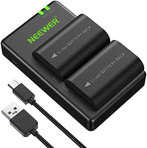 Neewer LP-E6 LP E6N Battery Rechargeable Battery Charger Set for Canon 5D Mark II III IV, 5Ds, 6D, 70D, 80D and More (2-Pack Black 2000mAh Camera Batteries,Versatile Charging Option with USB)-Black