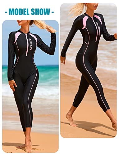Women's Wetsuit Thermal Swimsuit Long Sleeve Quick Drying Diving Suit One Piece Surfing Suit For Swimming Canoeing Snorkeling Pink Large #TOP3
