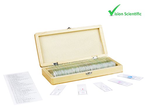 Vision Scientific VS50 Piece Slide Set, 50 Prepared Glass Microscope Slides, General Biological/Scientific