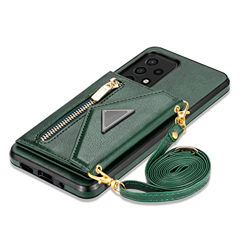 Étui en cuir avec fermeture éclair pour Samsung A72 5G et cordon