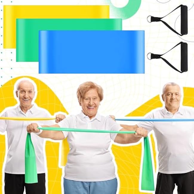 3 Pcs Resistance Band with Handles Chair Exercise Physical Therapy Band for Seniors Citizen Gifts Elderly Women Therapy, Stretch, Recovery, Home Exercise