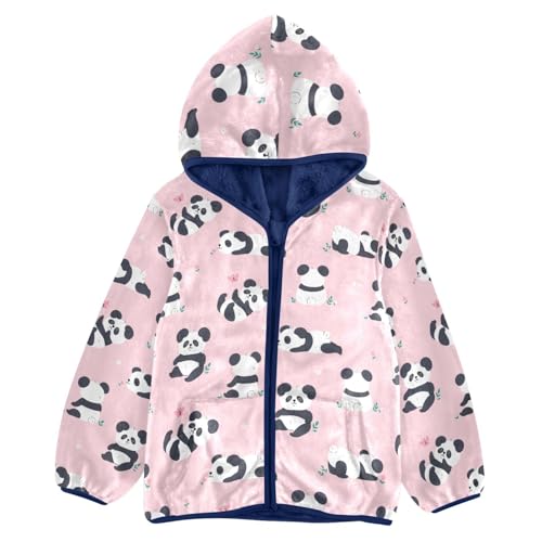 Cute Kawaii Pandas Girls Fleece Jacket Girls Fall Jacket Girls Zip Up Hoodie Girls Sherpa Jacket 2-10T