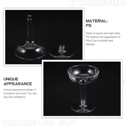 LIGIGWASH 20個 使い捨てクリアワイングラス 透明カクテルカップ デザート対応 飲料用プラスチック製 高脚デザイン パーティー イベント向け