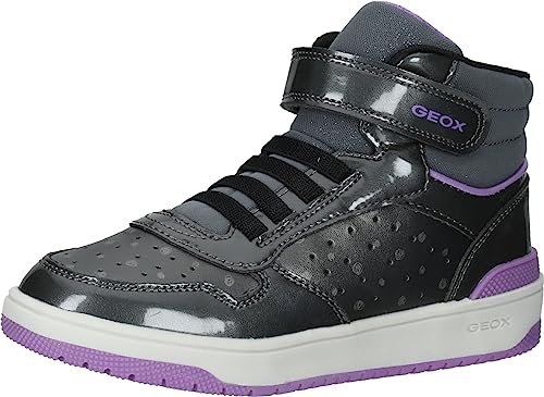 Geox Ragazza J Washiba Girl A Sneaker, Dk Silver, 27 EU