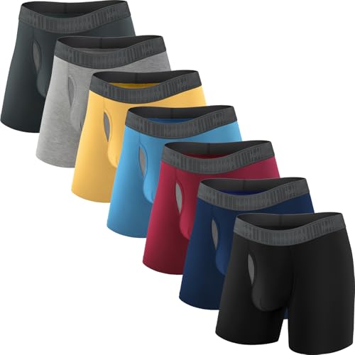 La Mejor Recopilación de Ropa interior deportiva para Hombre del mes. 43 IGOLUMON Boxer Hombre 7 Piezas Calzones de Hombre Transpirable Bambú Rayón Ropa Interior con Pouch Boxers de Elasticidad Cómodo Bóxer Brief para Deportivo