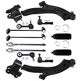 ASAPE 12 Pcs Suspension Kit - Fit 2007-2011 for Honda CR-V, Include - Front Lower Control Arm w/Ball Joint Front Tie Rod End Sway Bar End Link Steering Rack Boot OE# K750297 ES800510