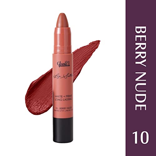 Image of Glam21 Lip Sutra Non-Transfer Crayon Lipstick |Lightweight & Longlasting| Creamy and comfortable on lips -2.8 gm | Berry Nude-10