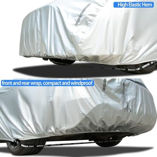 Image of Tecoom Car Cover Waterproof for All Weather Indoor Outdoor, UV-Proof Windproof Full Cover Without Door Zipper & Mirror Pockets, Fit 173-182 Inches Length Coupe /Convertible /Sport Car