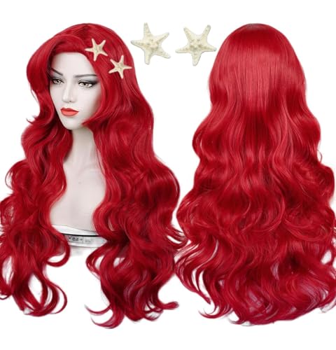 Red Curly Wig, Max Beauty Red Mermaid Cosplay Wigs for...