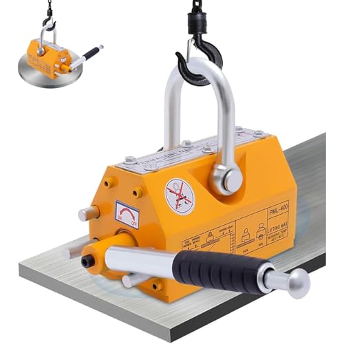 Permanent Lifting Magnet with Release Mechanism, Heavy Duty Magnetic Lifter for Hoist, Shop Crane, and Steel Plate Handling