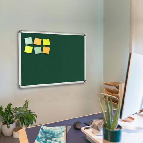 Image of ALKOSIGN Astra Felt Notice Board -Green (2 x 5 Feet) |Bulletin Board, Pin-up Board, Display Board, Push pins Board, Announcement Board, Soft Message Board, for School, College, Office, Study Room etc