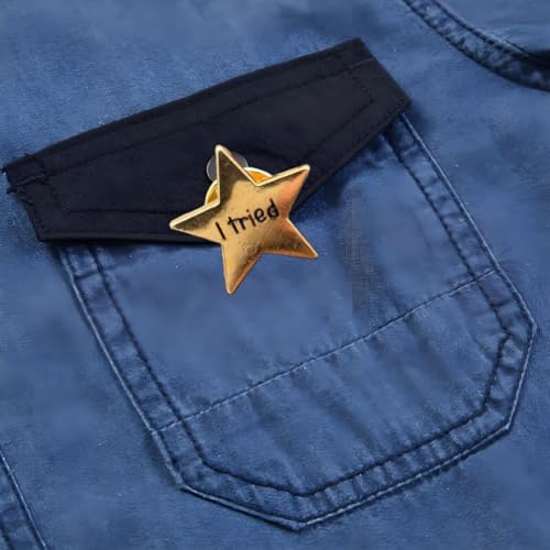 Image of inchi Tried inch Stars Enamel Pin inchDoing My Best inch Gold Glitter Star Enamel Pin Pop-Enamel Pin Lapel Badges Brooch for Women Men