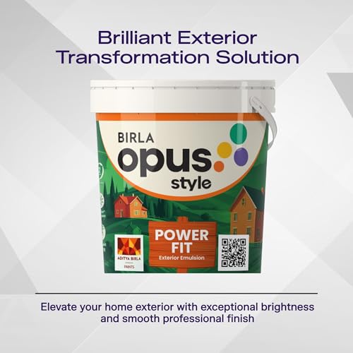 Image of Birla Opus Style Power Fit Exterior Emulsion Paint (4L, Tiny Ripples, Matte Finish) | Superior Whiteness & Brightness, Excellent Finish, Low VOC | 2 Yr Warranty | For Exterior, Outdoor Walls
