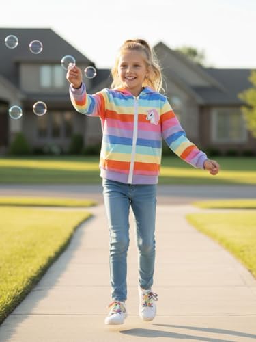 Image of weLaken Unicorn Sweatshirts for Girls Thick Cotton Pullover Tops Fall Winter Children Girls Clothing