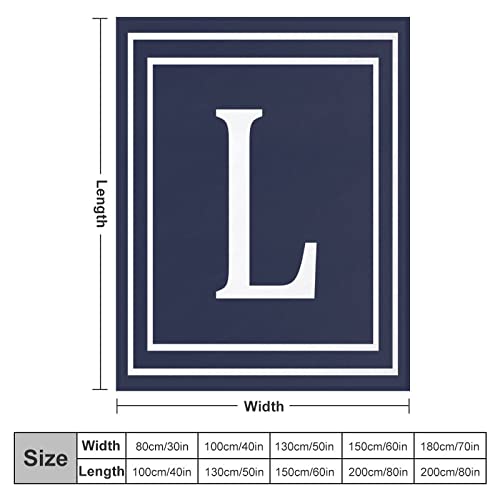 Couverture bleu marine initiale L monogramme 153x203cm - 3