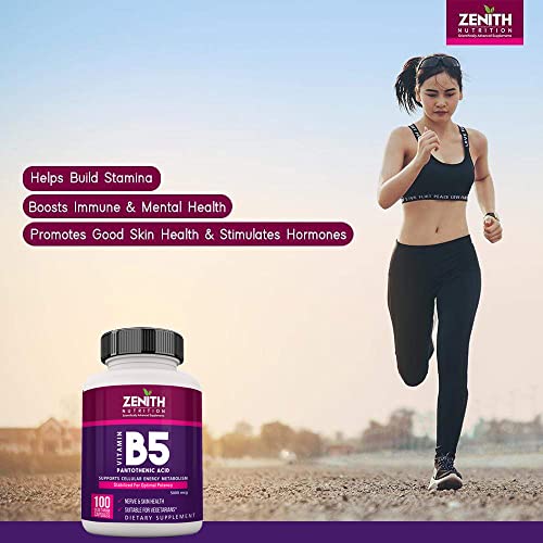 Image of Zenith Nutrition Pantothenic Acid (Vitamin B5) 5000mcg, Energy & Metabolism - 100 Veg capsules