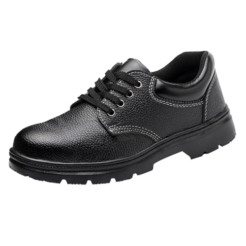 Zapatos de trabajo para hombre, con cordones, zapatos de cuero antideslizantes para hombre con plantilla acolchada, suela antideslizante duradera, diseño resistente a pinchazos, calzado de trabajo de Zapatos de trabajo para hombre, con cordones, zapatos de cuero antideslizantes para hombre con plantilla acolchada, suela antideslizante duradera, diseño resistente a pinchazos, calzado de trabajo de