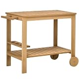 Outsunny Carrito de Madera de Bar con Asa Lateral 95x47x74 cm Natural