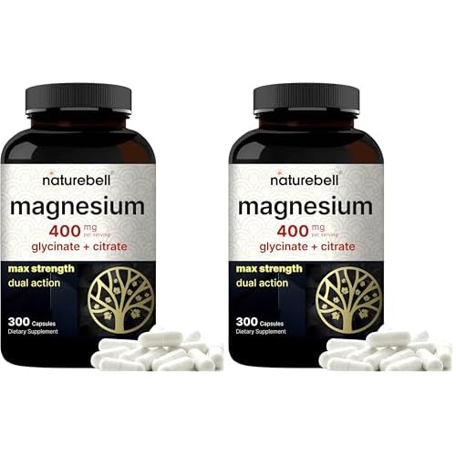 Magnesium Complex 400mg, 300 Capsules | Glycinate, Citrate | Chelated & Purified | Bone, Heart & Digestion Support | Non-GMO 300 Count (Pack of 1)