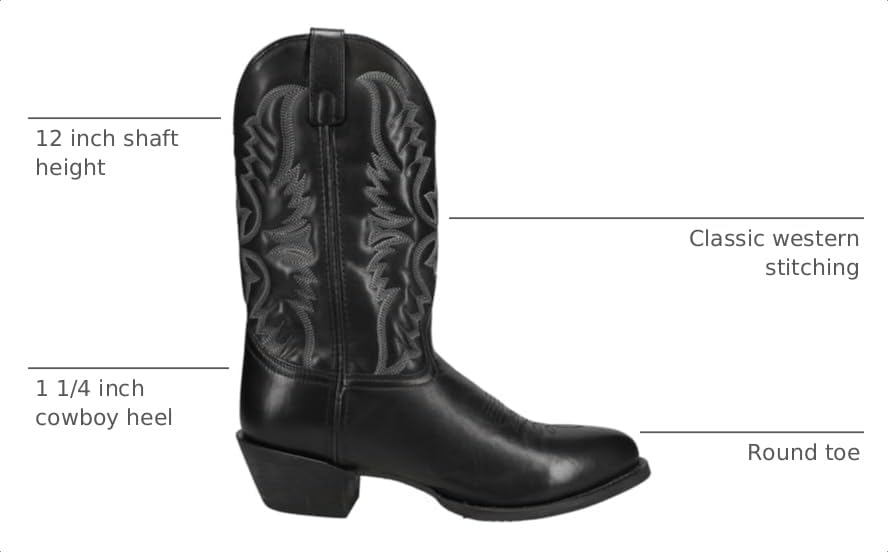 Image of Laredo Mens Birchwood Round Toe Pull On Casual Boots Mid Calf - Black