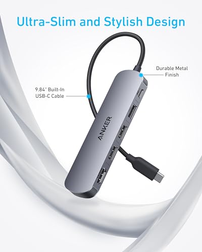 Image of Anker USB-C Hub (5-in-1), 4K@30Hz HDMI with 100W Max Power Delivery, USB-C and USB-A Data Ports, Compact and Stylish for MacBook, Dell XPS, and More (Charger Not Included)