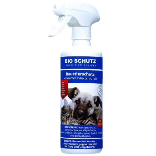 Haustier-Schutz Spray 500ML BIO SCHUTZ FÜR FLÖHE + ZECKEN; Milben, Haarlinge Beseitigt auch Larven und Eigelege