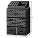 HBlife Makeup Organizer Acrylic Cosmetic Storage Drawers and Jewelry Display Box with 12 Drawers, 9.5 x 5.4 x15.8 Inches, Black