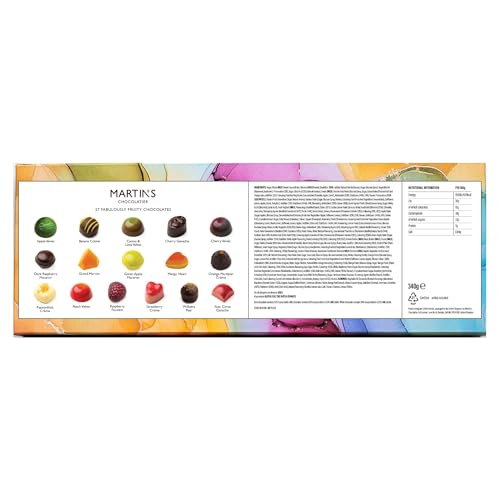 Martin’s Chocolatier Fabulously Fruity Signature Collection - Belgian & Dutch Luxury Chocolate Gift Box, 27 Pieces Milk Dark White Assorted Pralines & Truffles, 340g