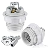Lamp Socket with Metal Shade Ring, UL Listed Medium Base E26 Light Bulb Socket, Standard Screw-in Bulb Lamp Holder for Halogen LED Bulb (2)