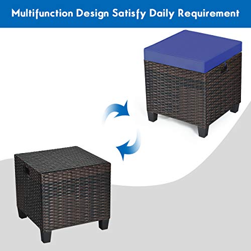 image for Tangkula 2 Pieces Outdoor Patio Ottoman, All Weather Rattan Wicker Ott