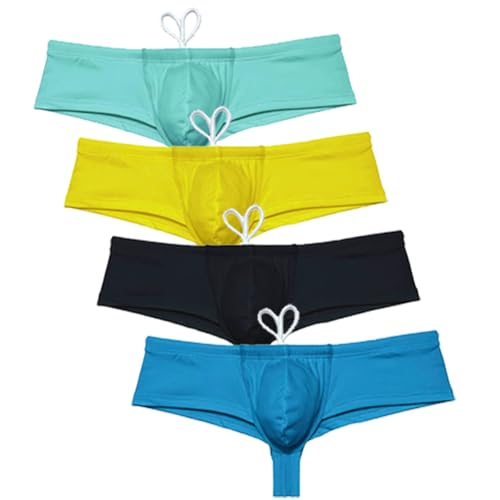 Men's Swim Briefs Surf Bikini Shorts Low Rise Swimwear Drawstring Bulge Pouch Quick-dry Beach