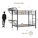 Bunk Bed Twin Over Twin, Metal Bunk Beds with Power Outlets & Desk, Heavy-Duty Bunkbeds Frame with Safety Guardrail & Ladders, Upper Bed with Storage Rack, No Box Spring Needed, for Juniors, Black