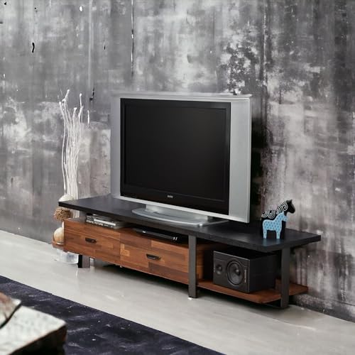 Image of Walnut Black TV Stand