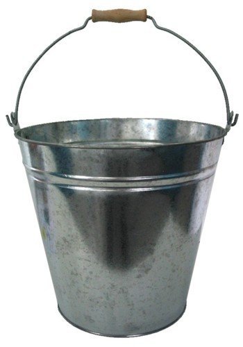 Secchio Lamiera Zincata Lt 8 Impugnatura Legno rinforzato cenere camino