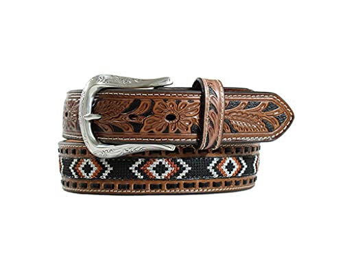 Nocona Belt Co. Men's Southwestern Embroidered Buck Lace Floral Belt,