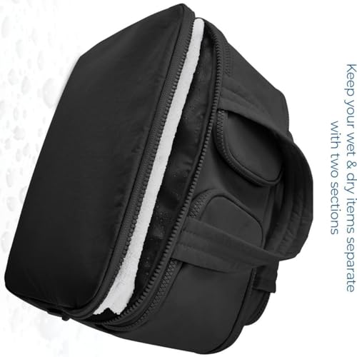 Image of Handcuffs Polyester Toiletry Kit Bag for Women - Hanging Makeup Organizer, Travel Cosmetic Pouch, Lightweight Grooming Case (Black)