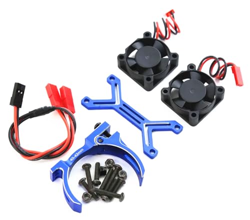 RC Motor Heatsink Dual 20000rpm 30mm Cooling Fan 40-42mm Adjustable Mount for 1/7 1/8 Arrma 4074 Motor, for 4274 4068 4268 Motor Upgrades Part(Navy Blue)