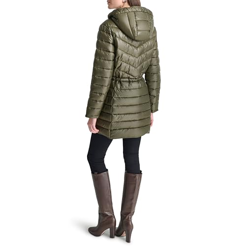 DKNY Women's Bib-Front Light-Weight Puffer, Loden4
